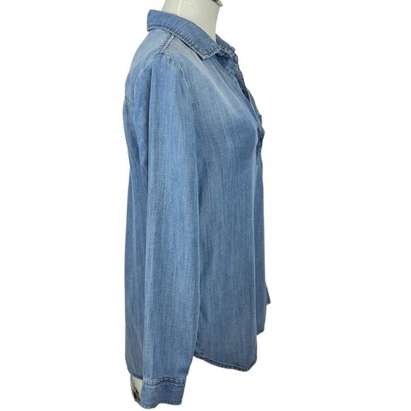 Cloth & Stone Womens Chambray Popover Tunic Size S‎ Blue Long Sleeve Collared - Picture 5 of 12